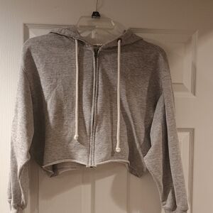 Reflex Gray Cropped Zip-Up Hoodie